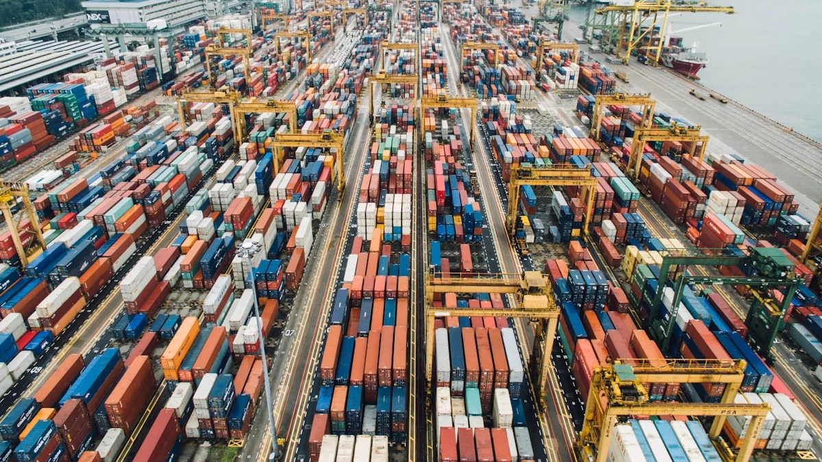 A highly automated factory floor with robotic arms and AI-driven control systems, representing China's 2030 manufacturing vision.