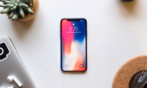 A sleek modern smartphone on a dark background.