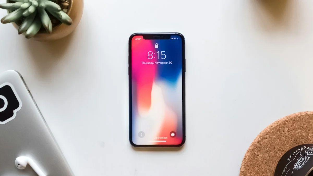 A sleek modern smartphone on a dark background.