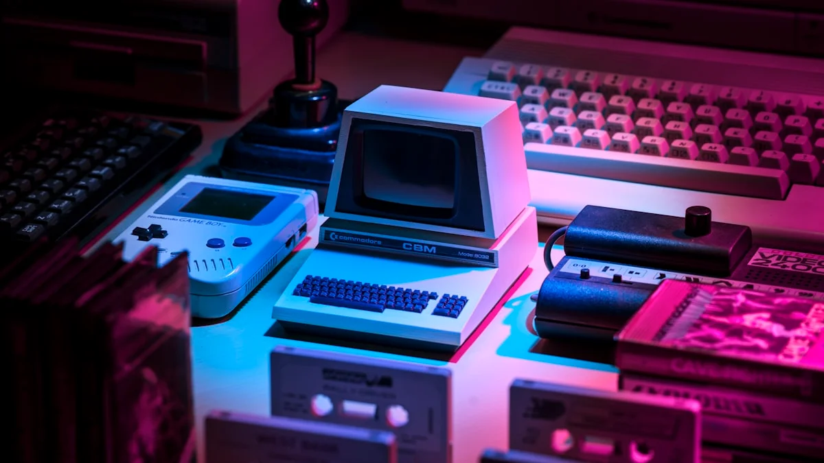 A digital workspace with AI video editing tools and virtual avatars, representing Google Vids.
