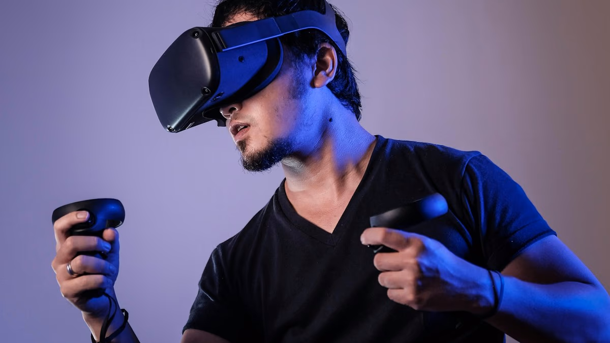 A person wearing smart glasses, representing the intersection of wearable tech and privacy.