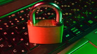 A digital padlock and key representing the comparison between Bitwarden and 1Password password managers in 2026