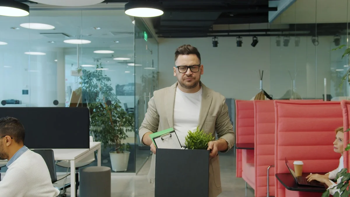 A massive data center with the Oracle logo and symbolic reduction of workforce replaced by AI infrastructure