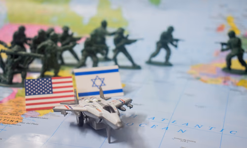 A high-tech command center visualization representing the intersection of military and AI power.